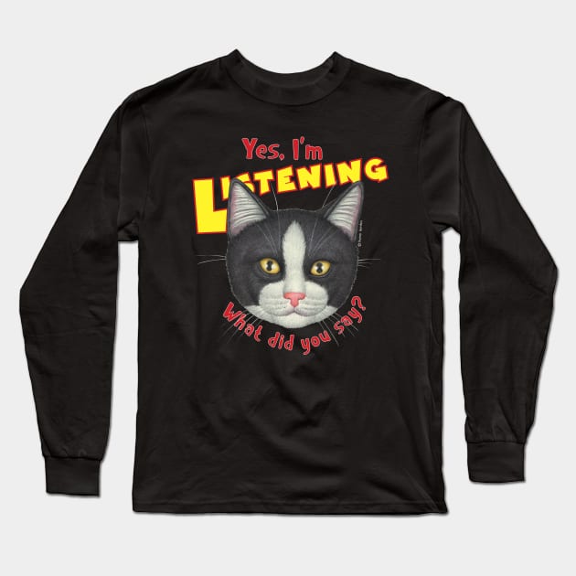 Kitty cat attitude what did you say? Cute Tuxedo Cat Face Long Sleeve T-Shirt by Danny Gordon Art